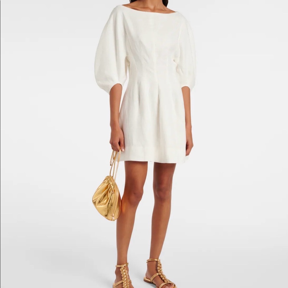 Faithfull White/Cream Puff-Sleeve Linen Dress